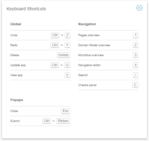 New Mendix Keyboard Shortcuts