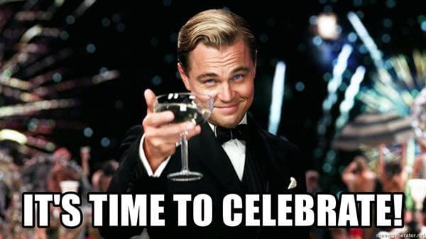 Meme: Come celebrate with Leo