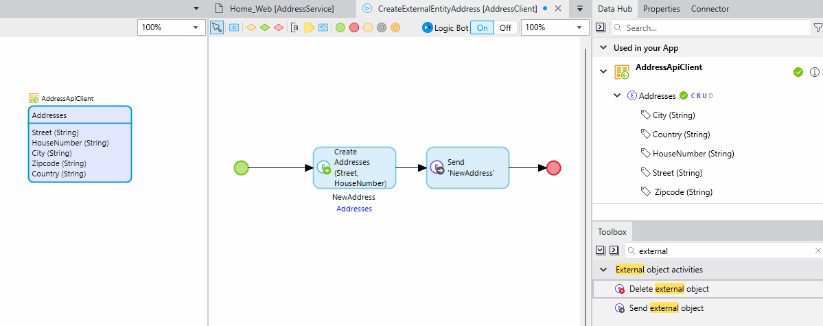 use External Entities to creating new objects in your OData services