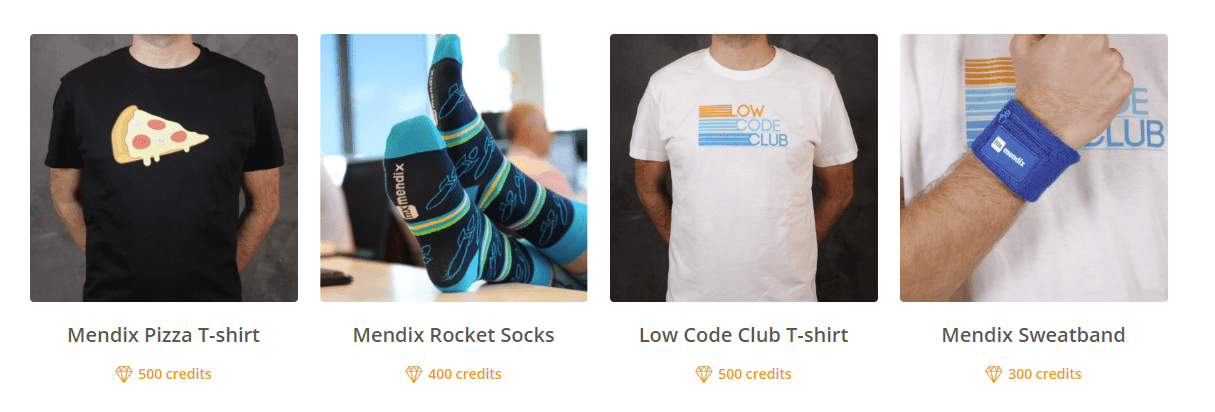 Mendix Swag - Pizza T-Shirt, Rocket Socks, Low-Code Clud T, Mendix Sweatband