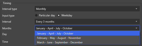 screenshot of showing yearly and monthly settings