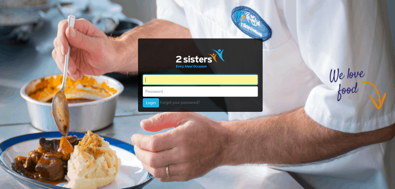 2 Sisters customer portal home screen
