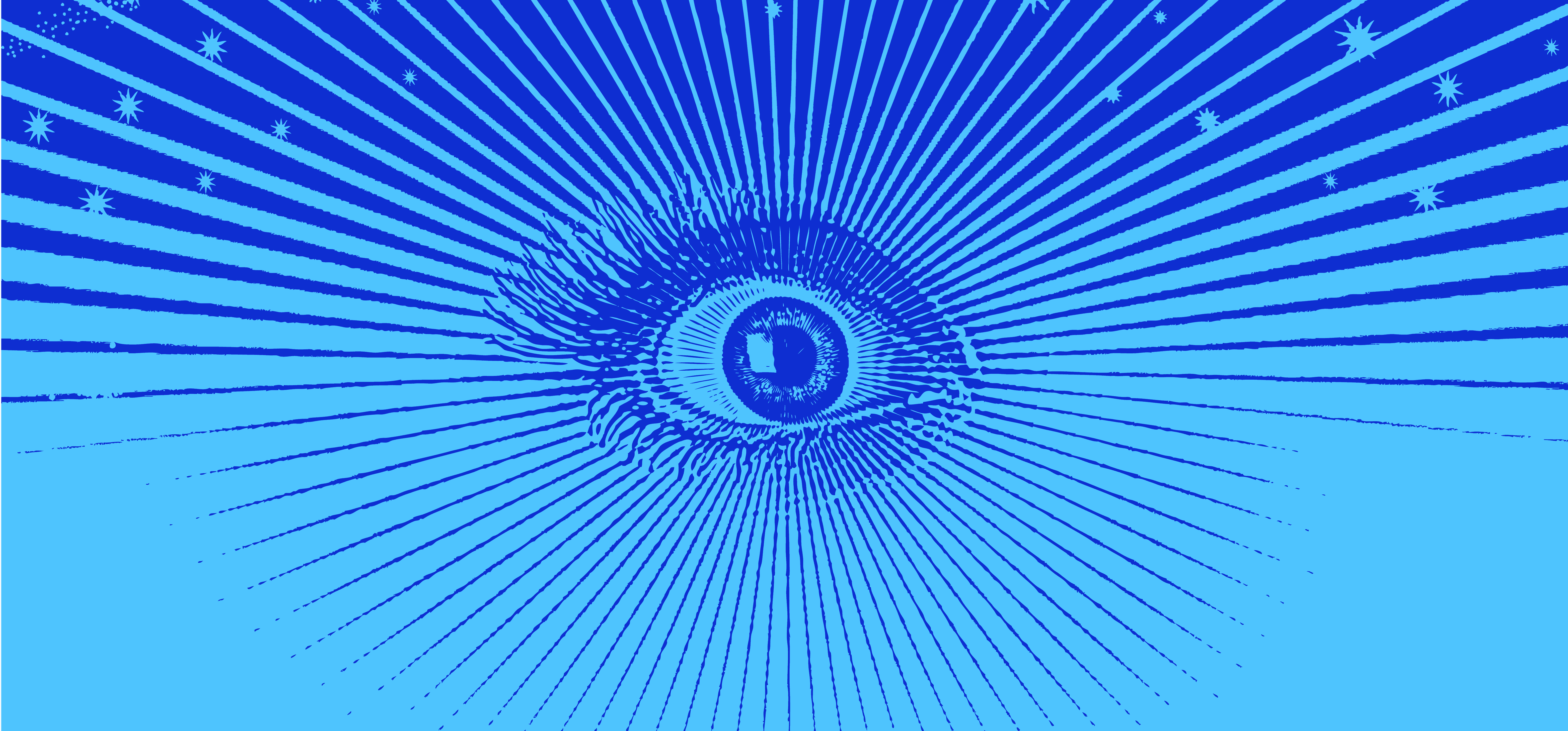 an abstract image of an eye in a blue background
