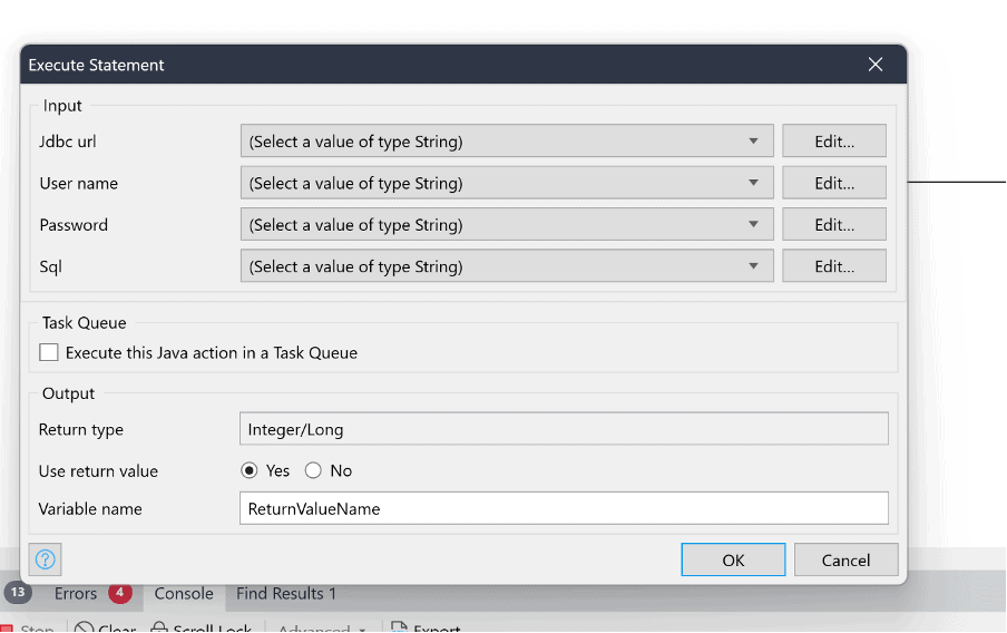 Microflow action settings