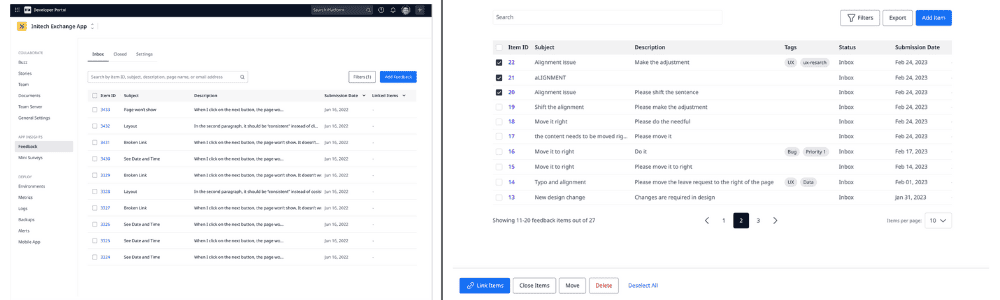 App insights feedback management