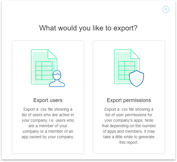 User access management report exports Example