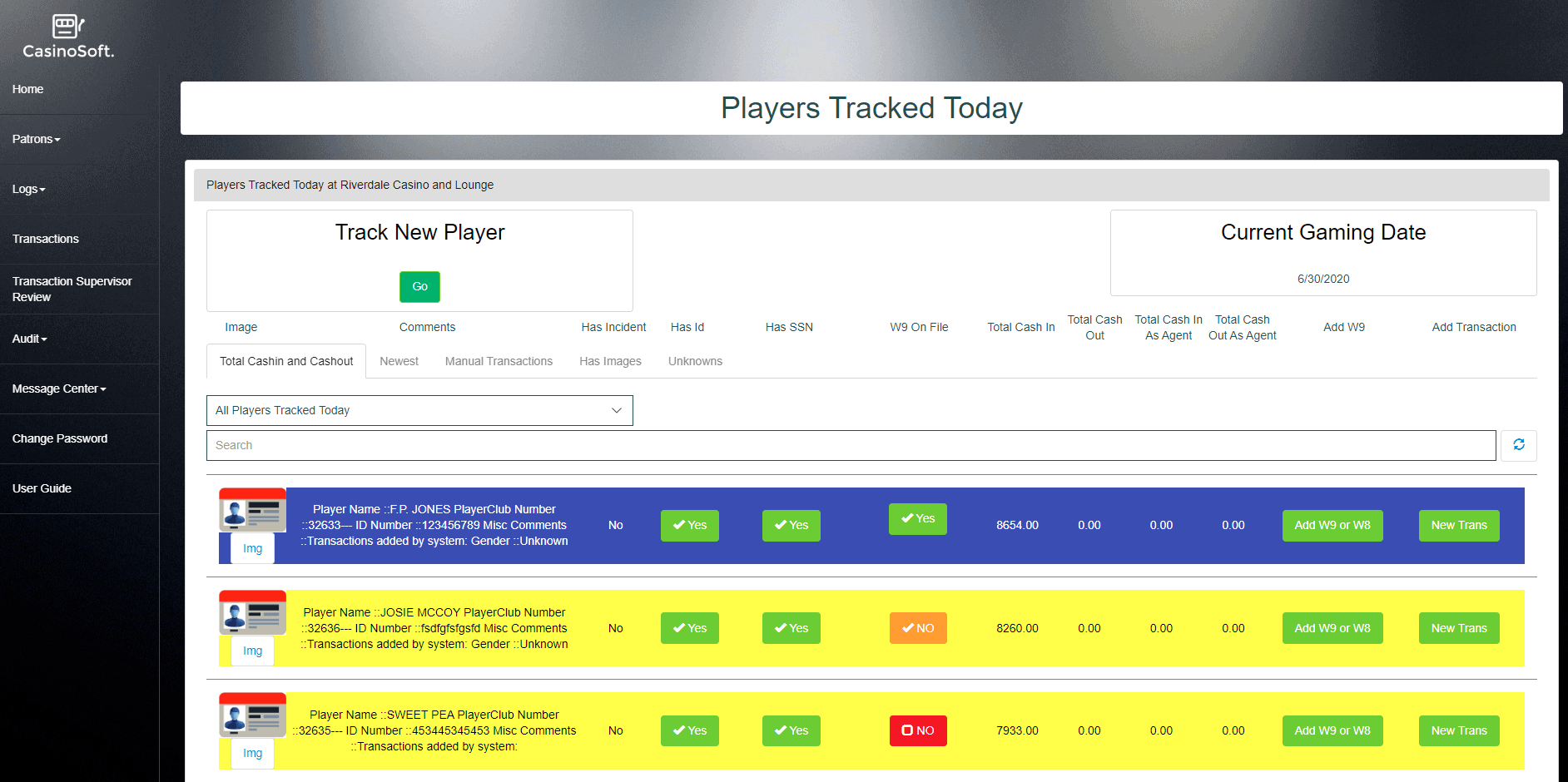 CasinoSoft-PlayersTrackedToday