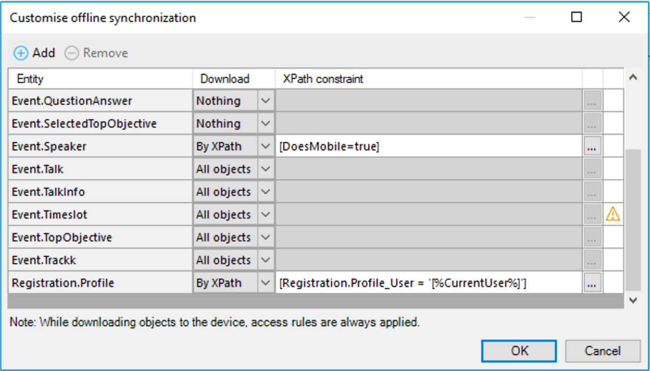 Customization offline synchronization