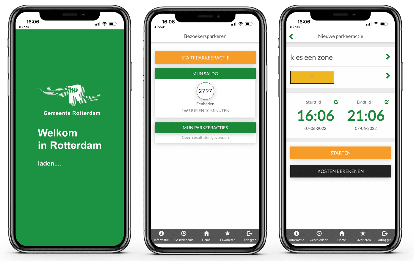 The RBP application allows visitors in Rotterdam to easily reserve parking spaces with their mobile phone.