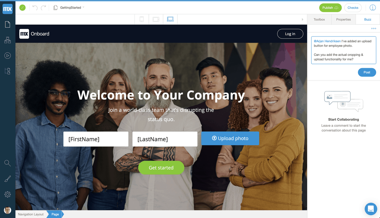 Collaboration in the Web Modeler for Onboarding Application
