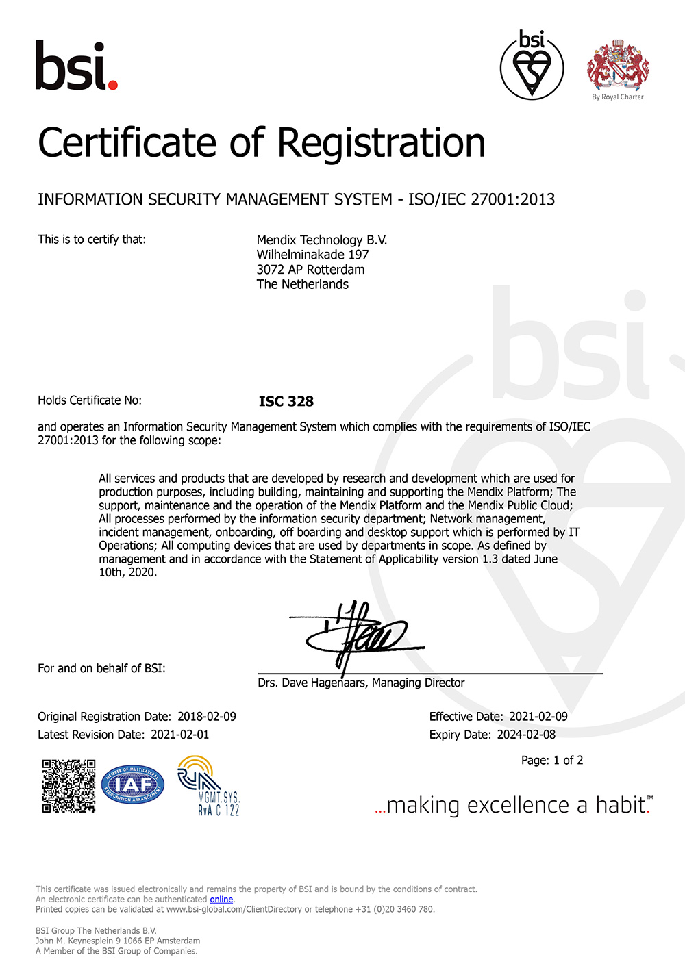 BSI Certificate of Registration