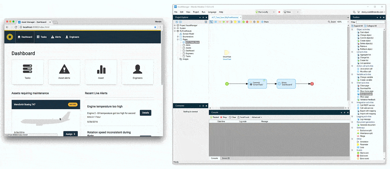 Update Code Fast in Mendix Low-Code Platform Demonstration Animation