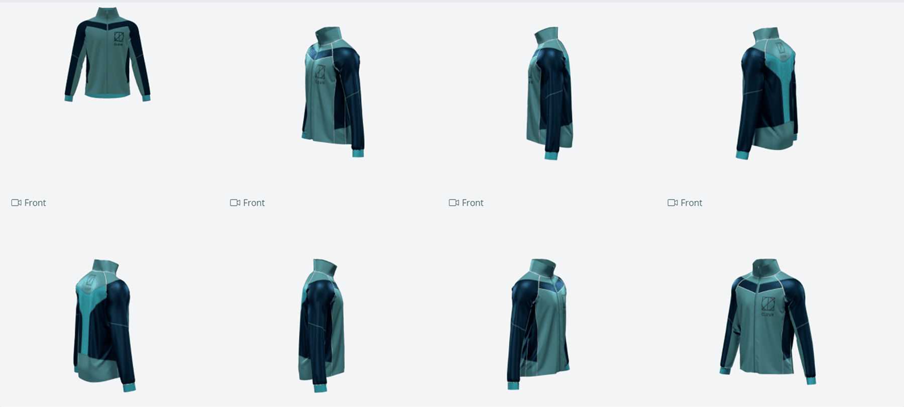 different angles of an blue jacket