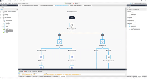 screenshot of Mendix's Workflow editor from Mendix Studio Pro